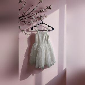 Elegant Childrens White Floral Dress